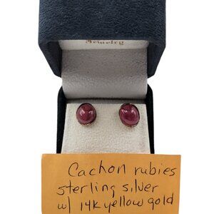 Cabochon Ruby Sterling Silver Earrings